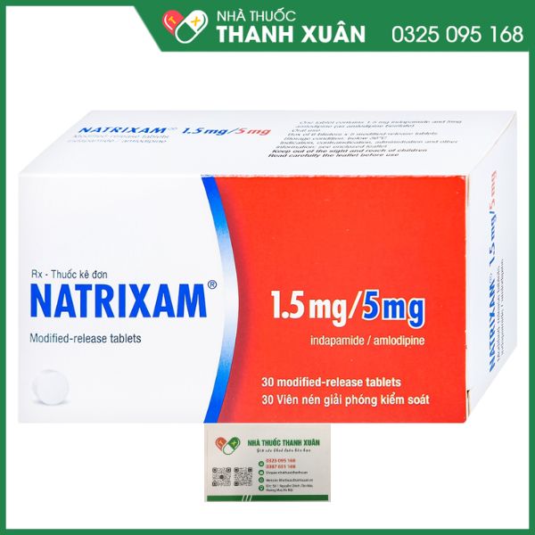 Natrixam 1.5mg/5mg - Thuốc trị tăng huyết áp (6 vỉ x 5 viên)